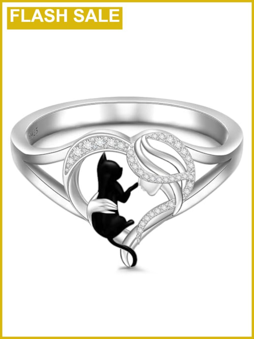 S925 Sterling Silver Cat Ring Women Thumb Matching Statement Ring